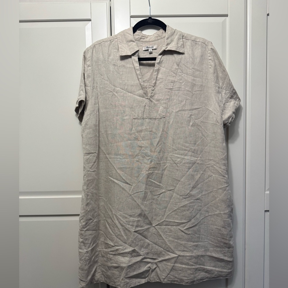 Madewell Cream Linen Mini Dress